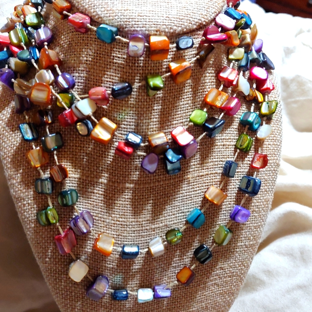 Rainbow Shell Multi-Tiered Necklace